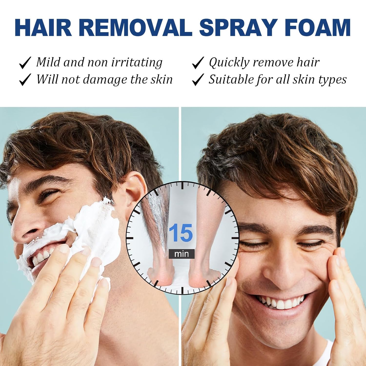 Men's Hair Removal Spray Plant Extract Soothing Depilation Spray Gentle Depilatory Cream with Plant Extracts, Soothing Formula for Armpits, Chest, Back, Legs & Body – Safe for All Skin Types