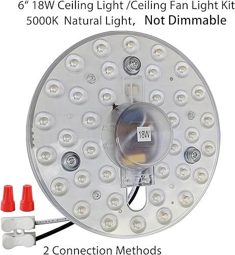 Miniatura 2 de Zhairdalstar Kit de reequipamiento LED de 18 W, motor de luz para ventilador de techo empotrado, panel de repuesto PCB, luz natural de 5000 K (1