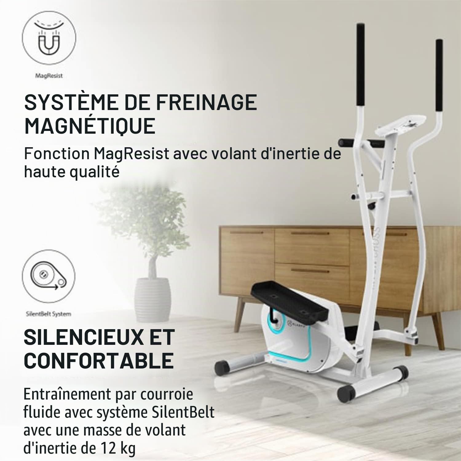 KLAR FIT Myon Cross - Vélo elliptique, Vélo d'exercice elliptique, Volant d'inertie
