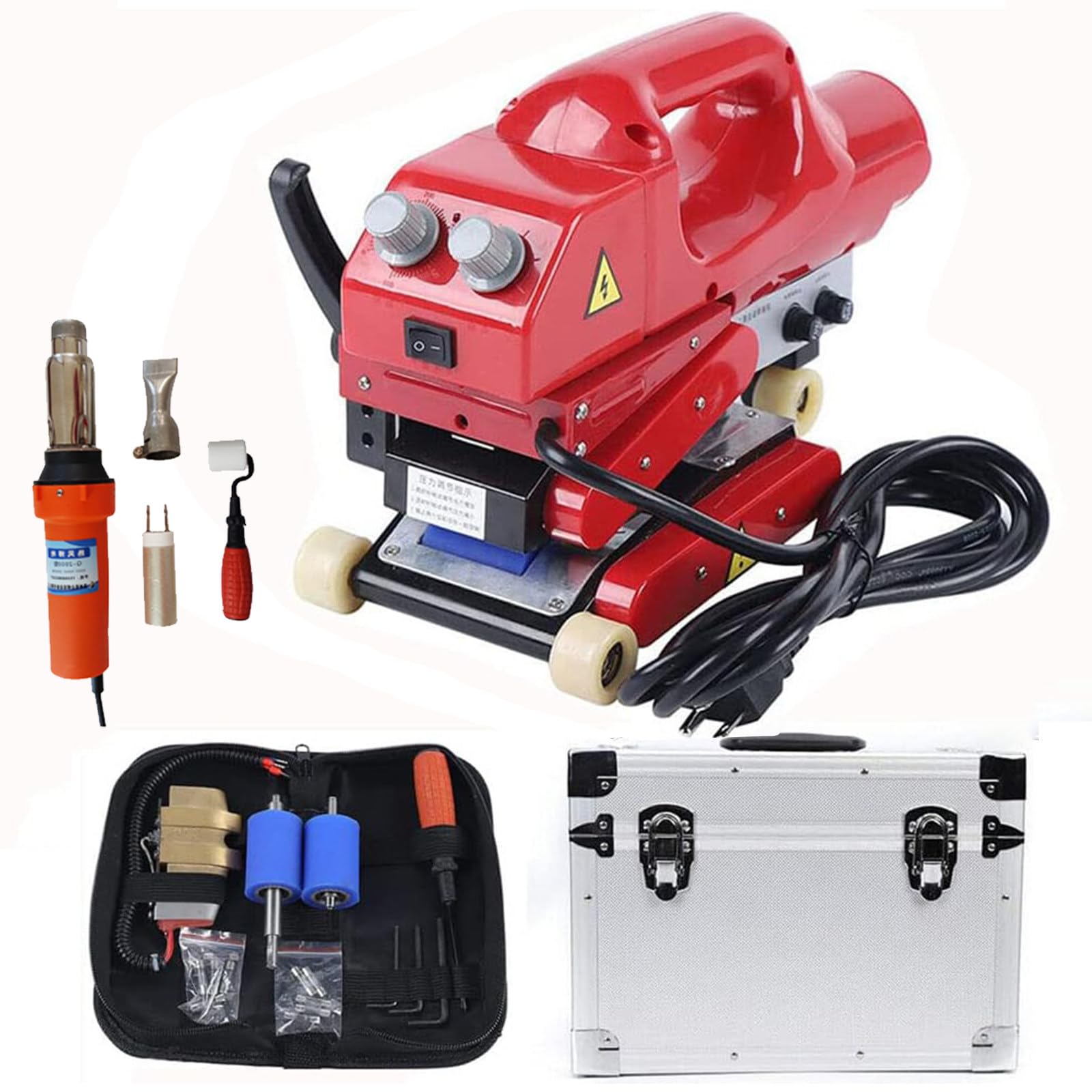 FHRKA Geomembrane Welding Machine,HDPE Hot Wedge Welder Tool Kit,Plastic Membrane Hot Wedge Welder with Double Pressure Roller (110v 10cm)