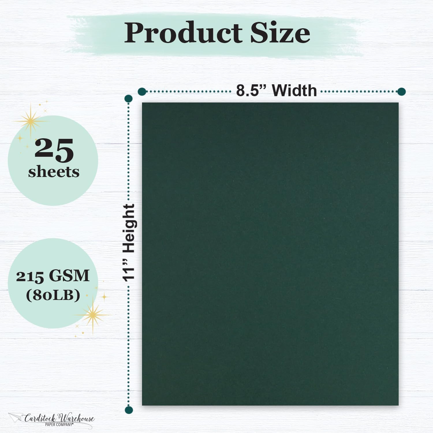 Cardstock Warehouse Foundations 100% Recycled Timber Green Forest Cardstock Paper - 25 Sheets 8.5 x 11 80 lb/215 GSM Premium Dark Green Card stock for Die-cutting Laser, Inkjet Printing & DIY Projects