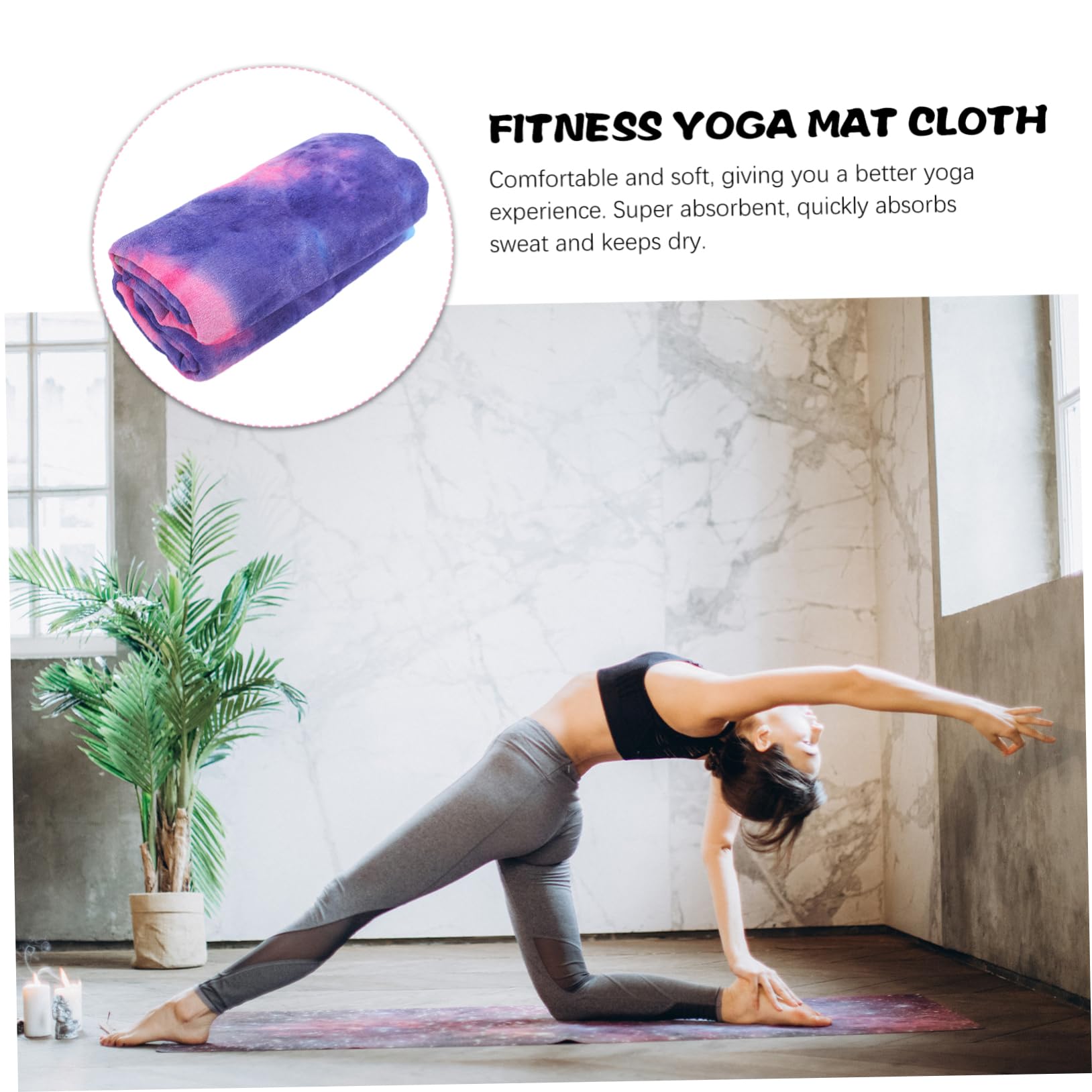 Tappeto Yoga Porpora Pieghevole in Fibra Superfine Spesso e Comodo