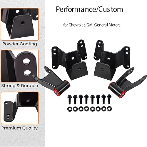 Miniatura 2 de Kit de Grillete de Resorte y Colgador de Descenso de 4" para Suspensión Trasera Compatible con Pickup Chevy GMC C10 2WD 1973-1987 Kit de Caída