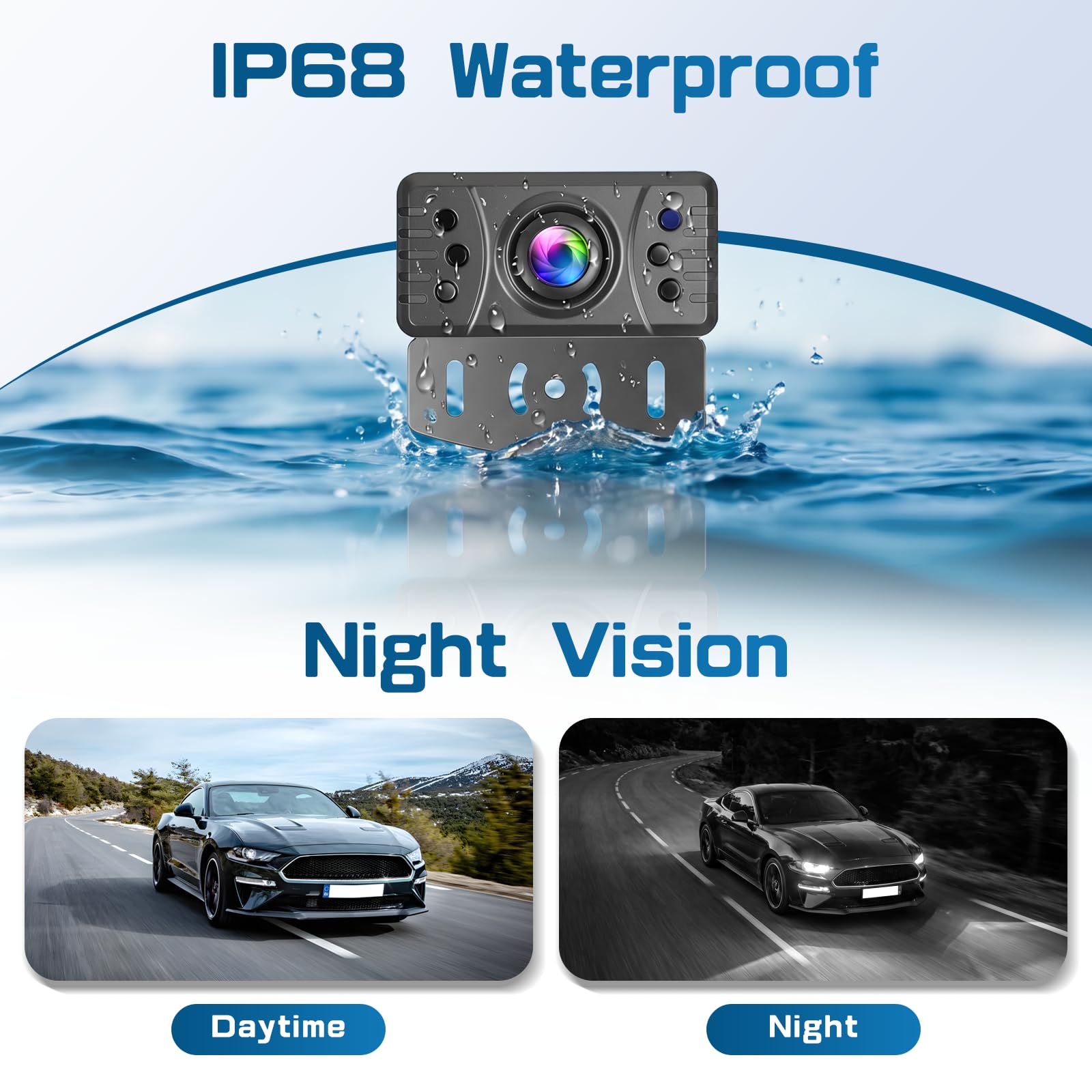 Hikity Cámara de Marcha Atrás Digital Inalámbrica con Monitor de 4,3 Pulgadas TN IPS IP68 Impermeable Visión Nocturna DIY Línea de Parqueo para Coche Camión Autobús Tractor