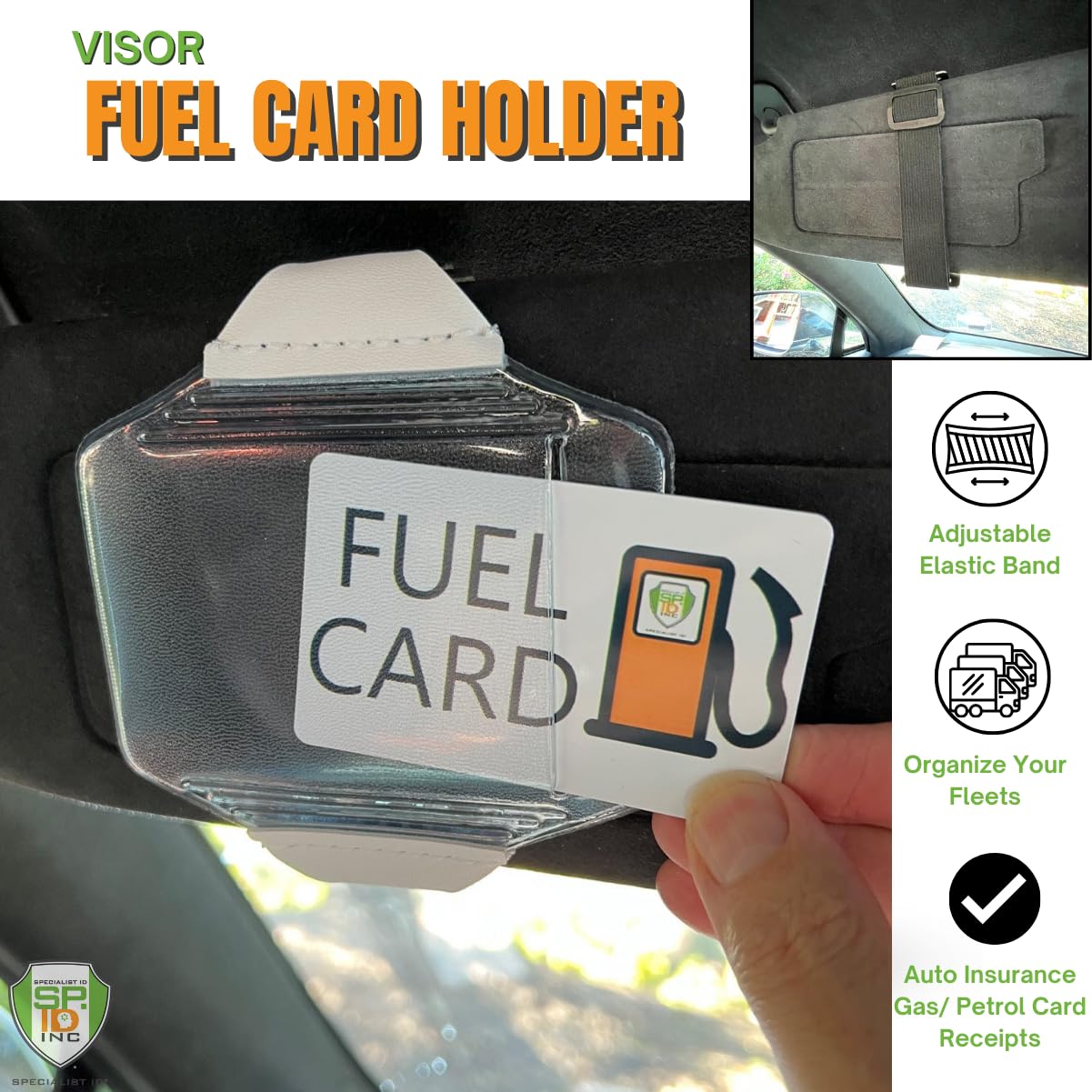 2 Pack - Heavy Duty Visor Fuel Card Holder with Clear Vinyl Pocket - Truck Car Accessories for — view 8