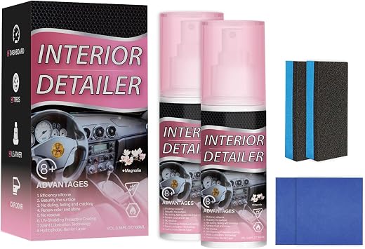 Polishing Cleaner Car Interior Detailer Spray, 2026 Upgrade Car Interior Detailer Spray for Dashboard, Leather & Vinyl with UV Protection, 2Pack100ml x 2