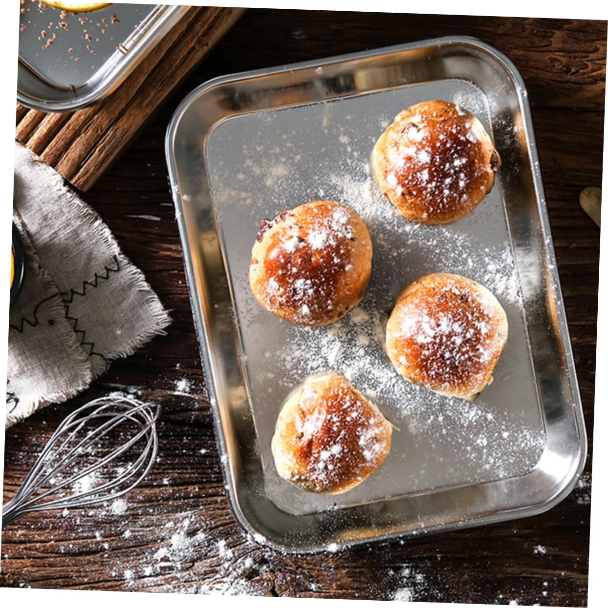 VOSAREA 3Pcs Stainless Steel Baking Pan Versatile Cookie Baking Sheet Food Serving Tray Oven for Roasting Steaming Storage