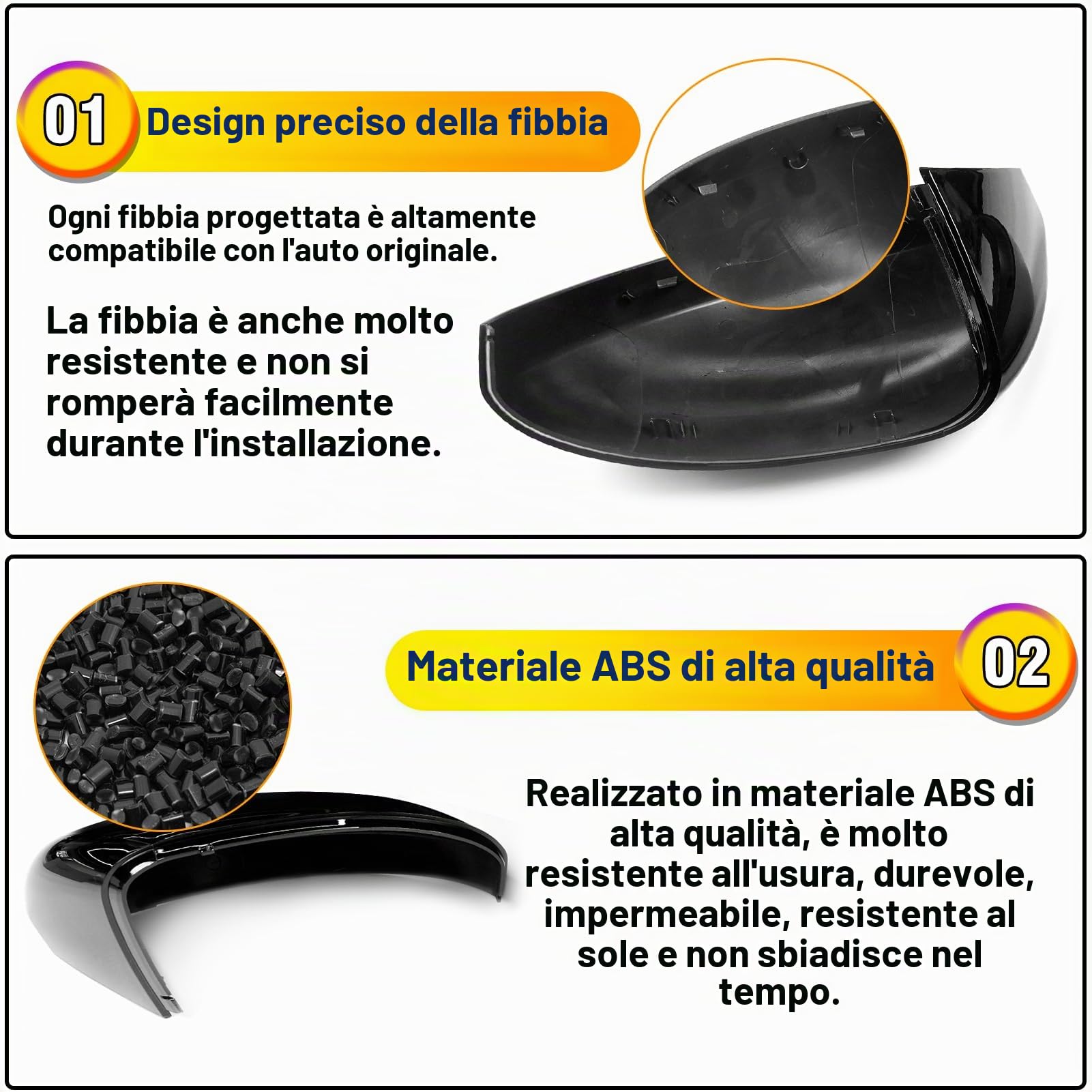 TTCR-II 2PCS Calotte Specchietti Compatibile con Renault Clio MK5 2019-2025 | Sinistra+Destra Calotta Specchietto Clio 5 Tappi Specchietti per Renault Copri Specchietto 963738293R 963749543R-Nero