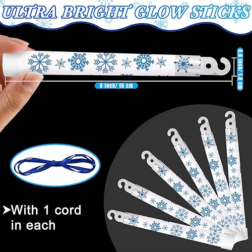 Miniatura 2 de Libima 60 collares de palitos brillantes de Navidad de 6 pulgadas que brillan en la oscuridad, varitas colgantes iluminadas para bolsas de regalos