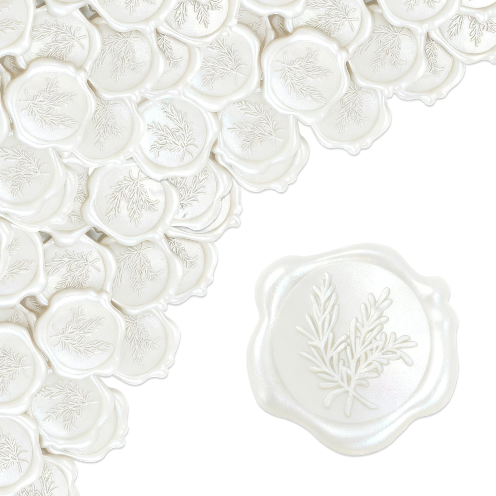 Sceau de Cire Autocollants Blanc Nacré, 50 Pièces, Cachet de Cire Autocollant Vintage pour Mariage, Enveloppes, Emballages Cadeaux