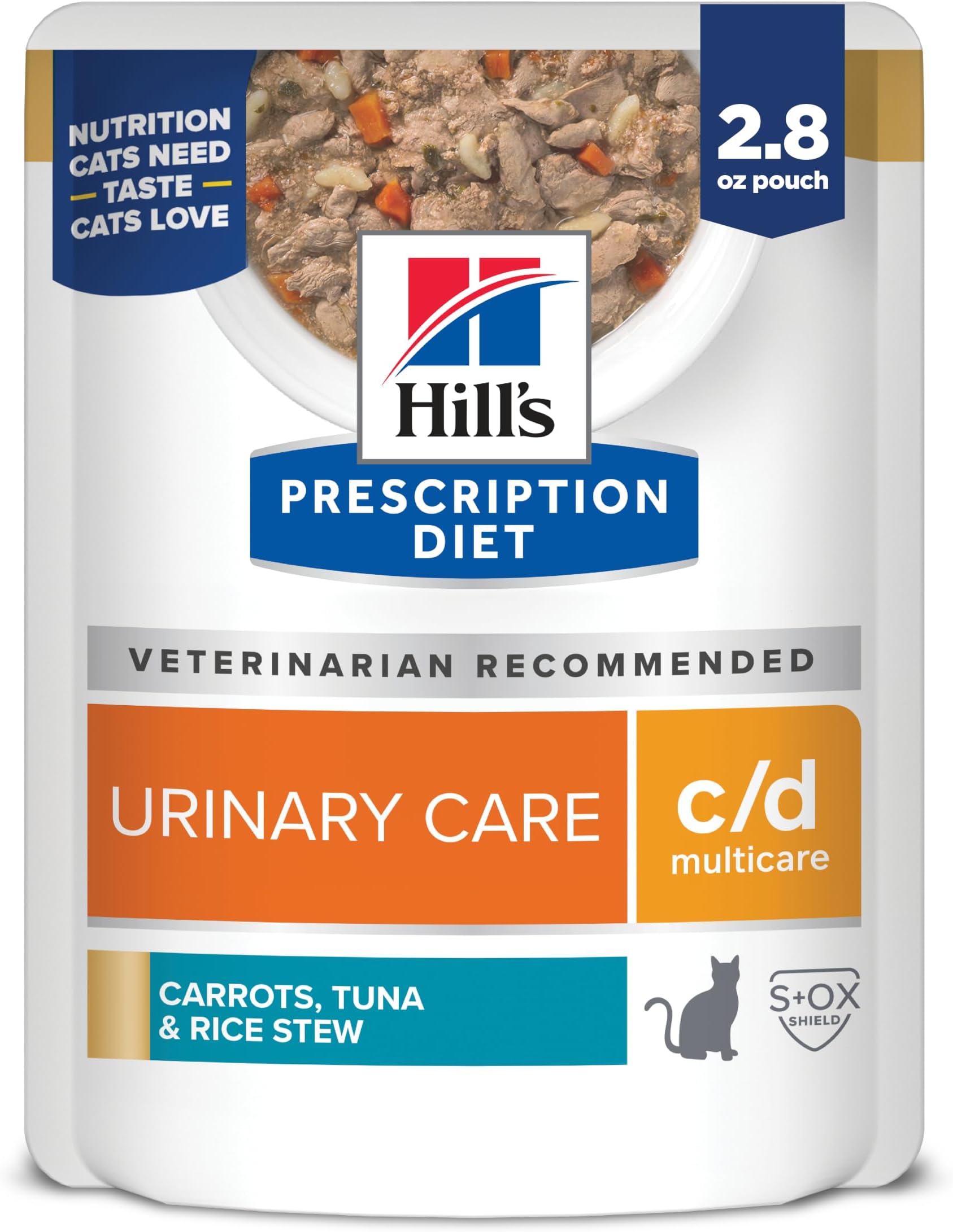 c/d Multicare Wet Cat Food, Carrots, Tuna, & Rice Stew, 2.8 oz. Pouches, 24-Pack
