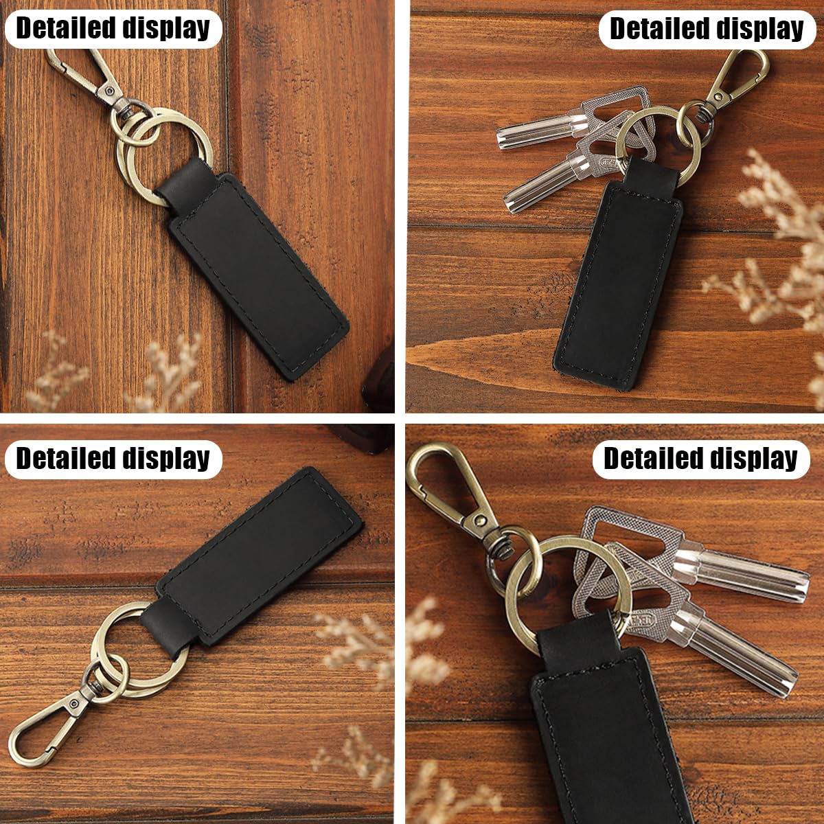 Porte-Clés En Cuir Pour Femme - Orange, 9 Cm - Avec Anneaux Et Tournevis