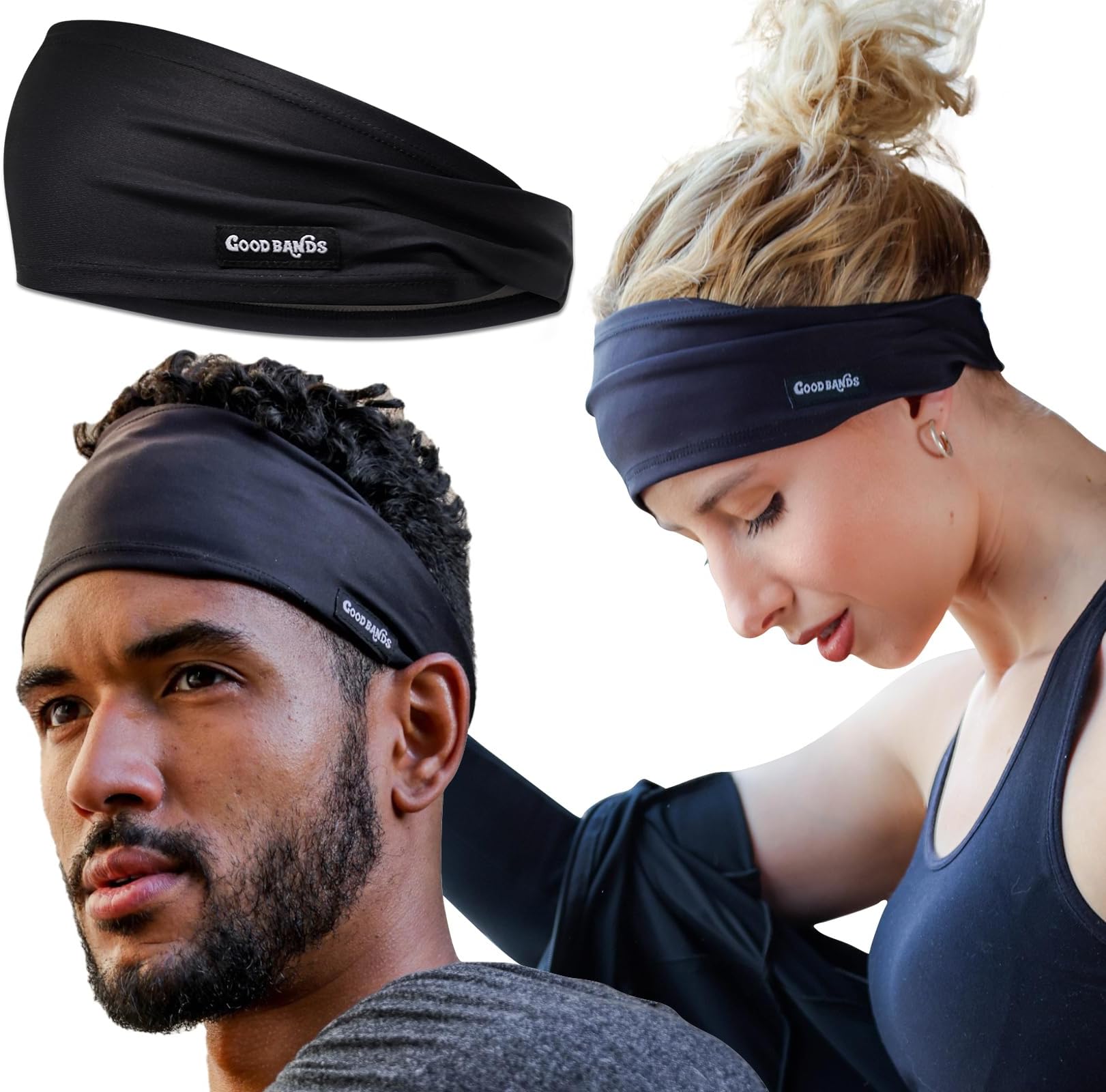 Good Bands Sweat Headbands for Men and Women, Non Slip Workout Sweatband