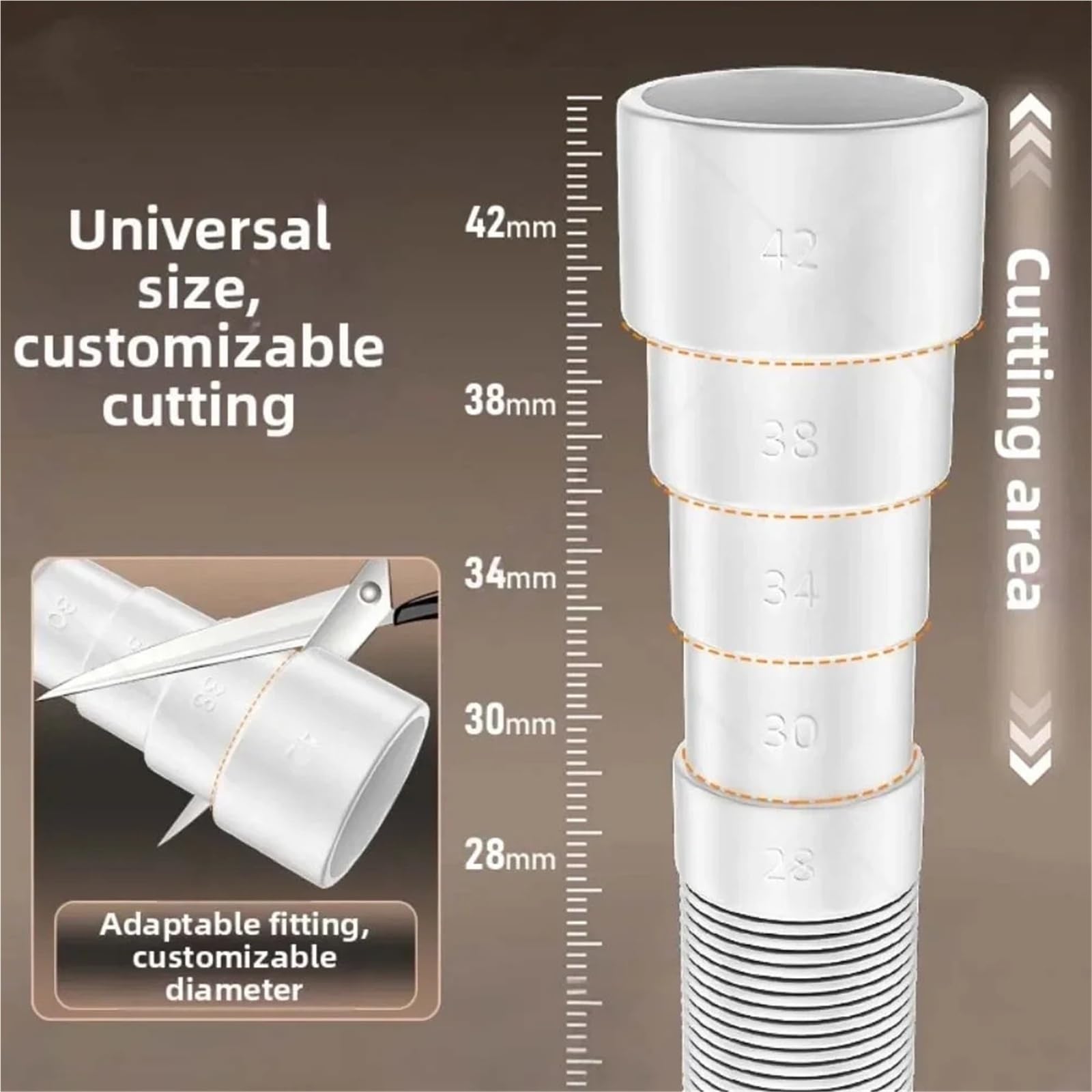 Tubo Di Prolunga for Tubo Di Scarico for Lavatrice Completamente Automatica, Lunghezza Da 4 A 8 M | Materiale EVA, lunghezza personalizzabile, resistente all'usura, tubo singolo con kit fascetta(6m-1 set)