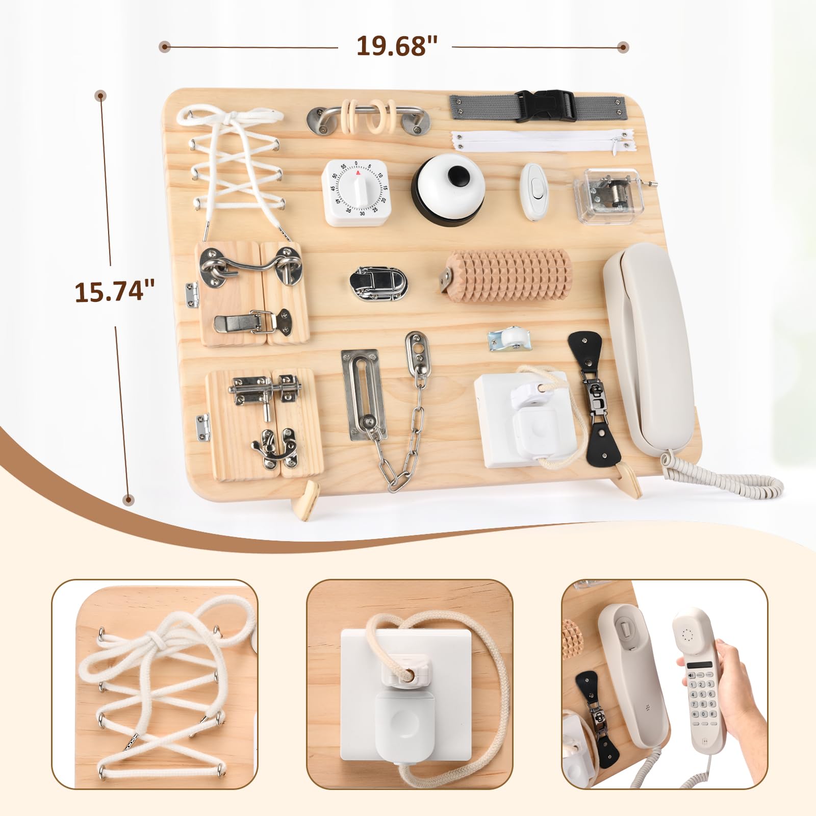 potatomato Tableau d’activités Montessori 21-en-1 en Bois - Jeu éducatif sensoriel et Moteur pour Enfants Puzzle Jouet bébé Cadeau adapté autisme Voyage et extérieur