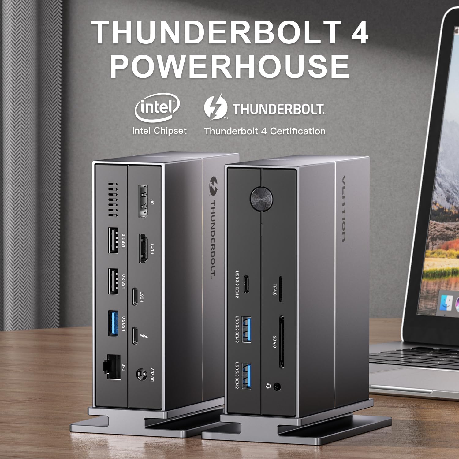 VENTION 8K 14-in-1 Thunderbolt 4 Docking Station Triple Monitors with 135W Power Adapter 40Gbps USB-C Docking Station for MacBook Pro/Air, Thunderbolt 4/3 Windows PC (8K HDMI DP, 3xUSB 3.2, Ethernet)