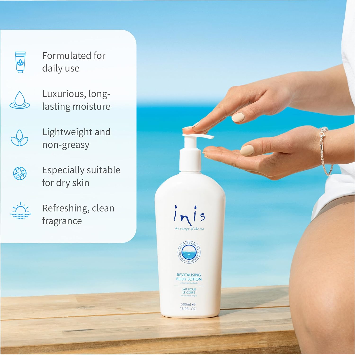 Inis the Energy of the Sea Revitalizing Body Lotion for Women and Men - Body Moisturizer with Vitamin E & Shea Butter - 16.9 Fl Oz - Image 4