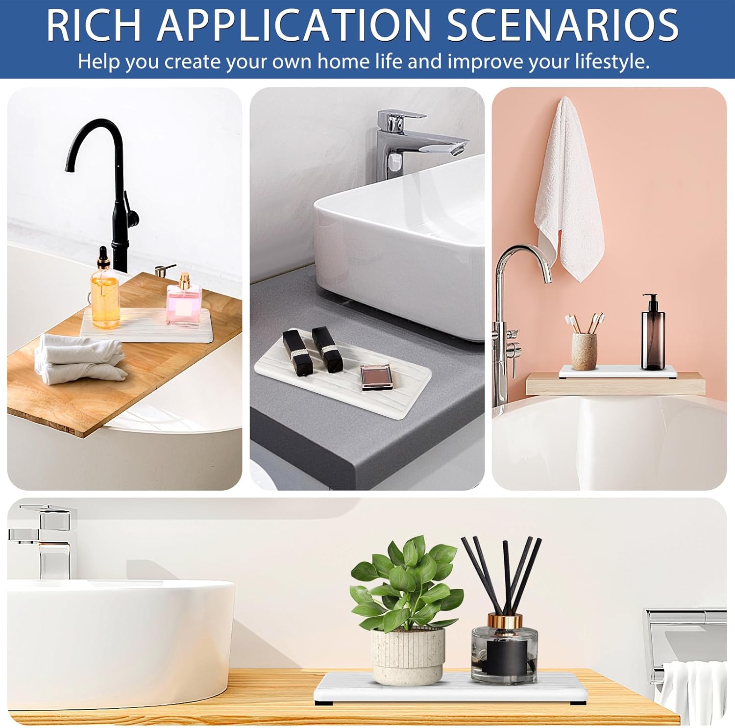 3PCS Water Absorbing Stone Tray, Fast Drying Stone Sink Tray, Stones Soap Trays, Water Absorbent Diatomite Trays, Diatomite Coasters for Kitchen Sink Bathroom Counter, Hand Soap Dish & Holders - Image 7