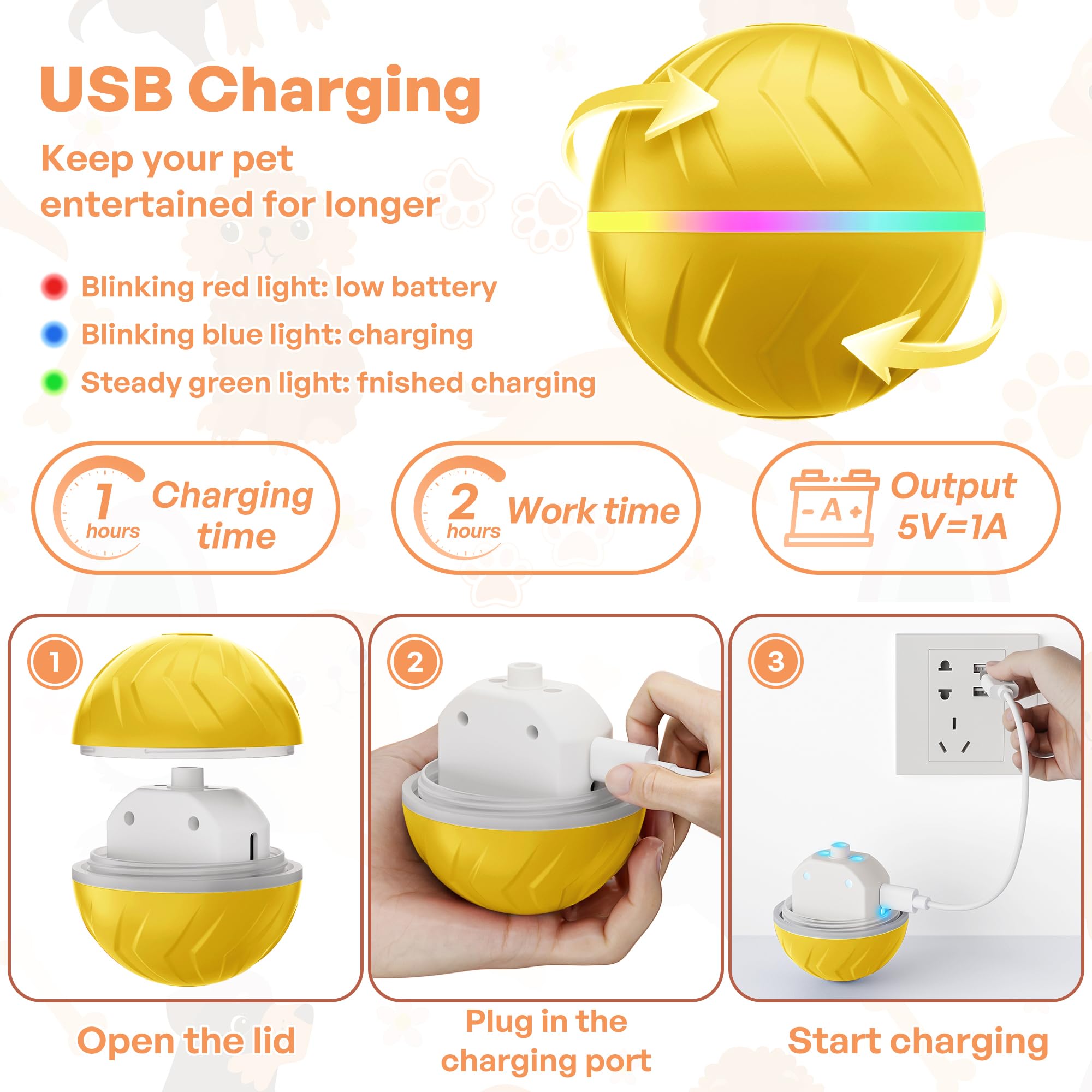 BXIHUR Interactive Dog Toys, New Electric Dog Toy, Automatic Moving Dog Toy, Dust And Waterproof Ip 54, Rechargeable - Image 4
