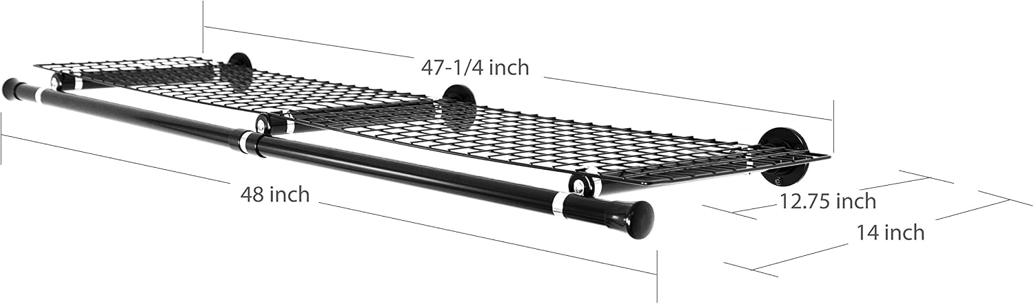 A&F Rod Décor Double Shelf with Hanger - Black