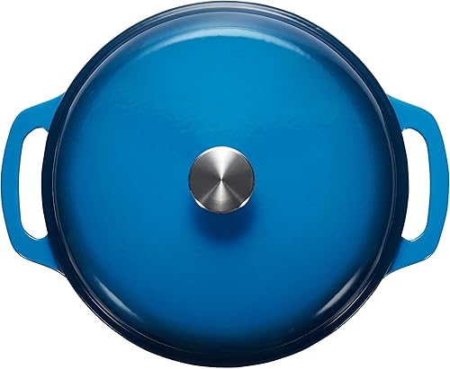 Miniatura 9 de Horno holandés cubierto de hierro fundido esmaltado Tienda Basics, 6 cuartos de galón, color azul marino.