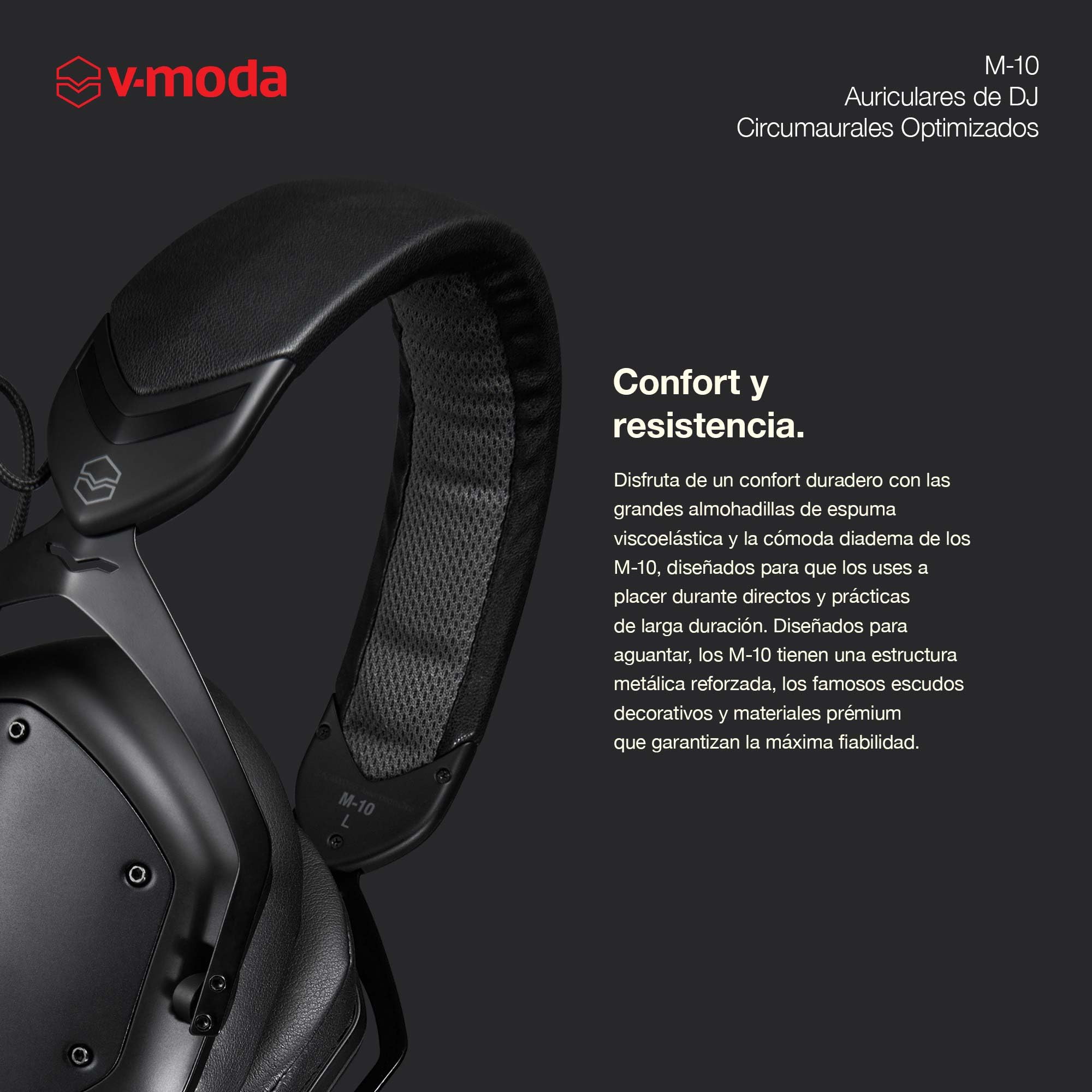 V-Moda M-10 | Auriculares de DJ circumaurales optimizados | Calibrados para DJ y música rítmica | Graves Profundos con claridad en Agudos
