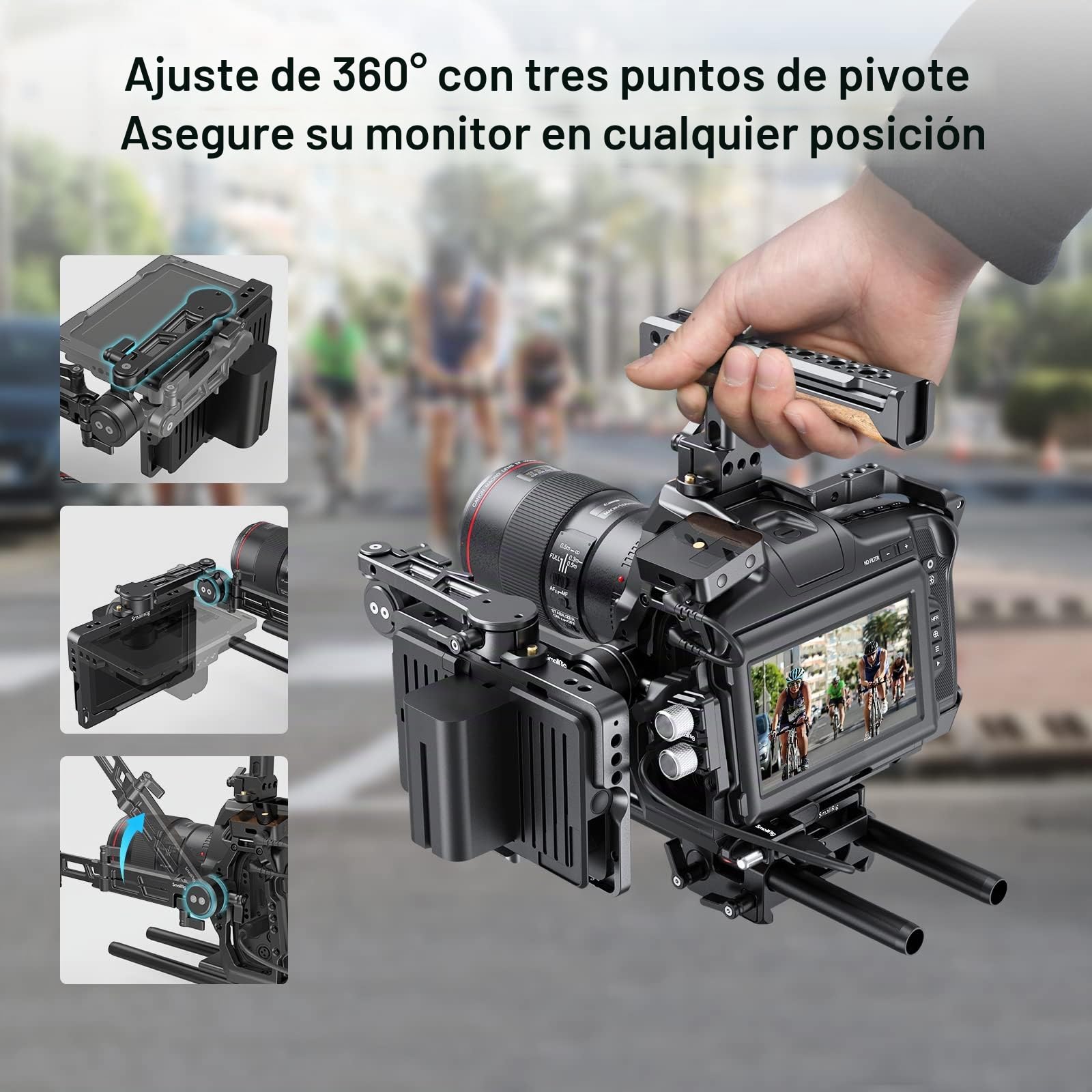 SMALLRIG EVF Mount Ajustable 360​​° con NATO Clamp Sin Desmontar, Carga Máxima 1,5kg - MD3507