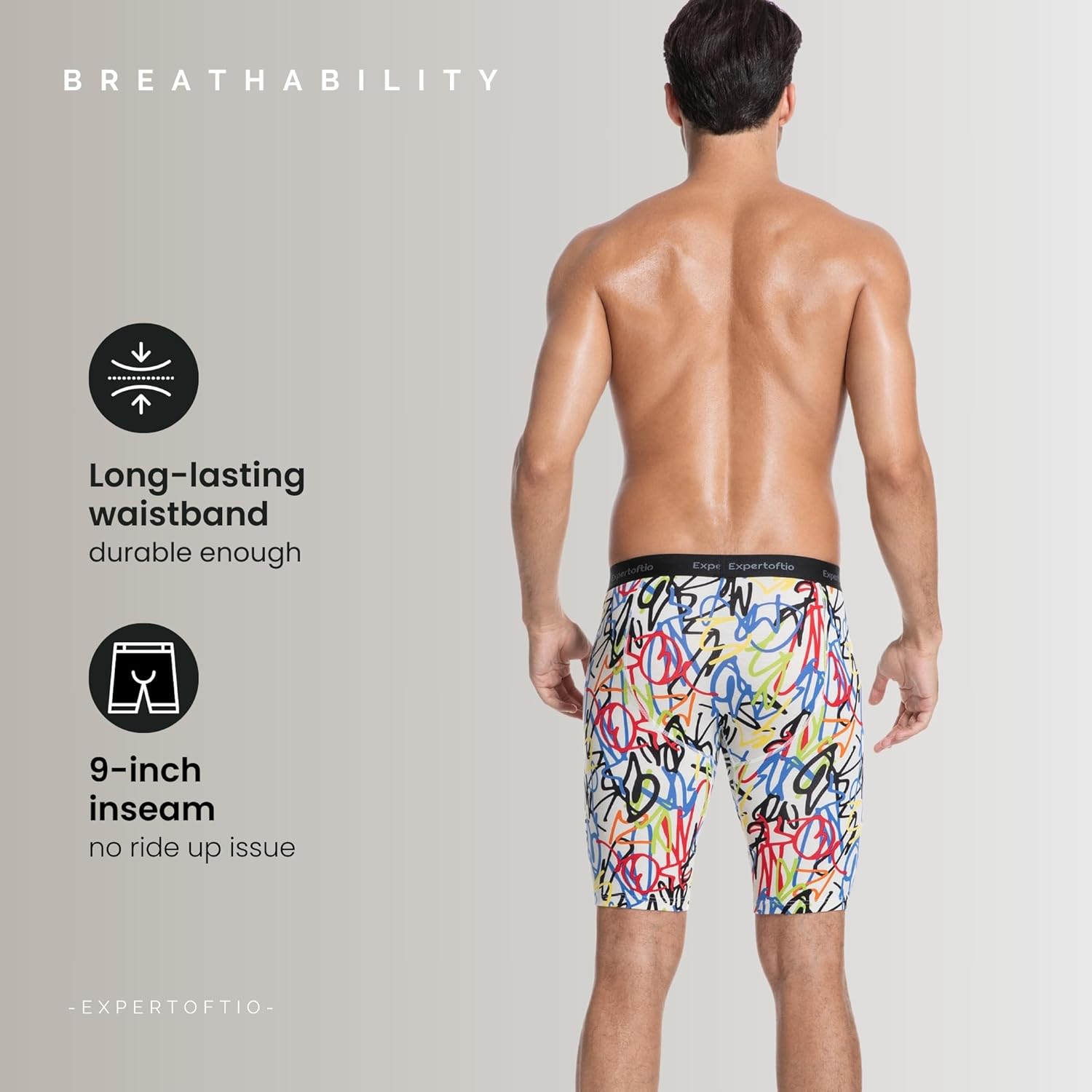 Men's Long Leg Boxer Briefs Cotton Underwear Pack, Athletic, Breathable, Fly, Sports, Moisture Wicking - Image 4