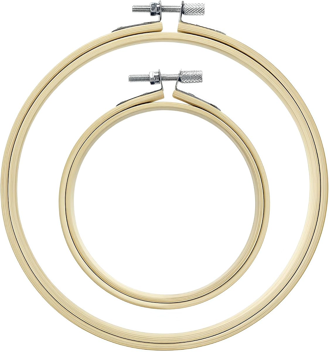 2 PCS Embroidery Hoops, 4" and 6" Bamboo Cross Stitch Hoops Set Adjustable Frame Hoop for Embroidery, Cross Stitch, Art Craft Sewing, and DIY Decoration
