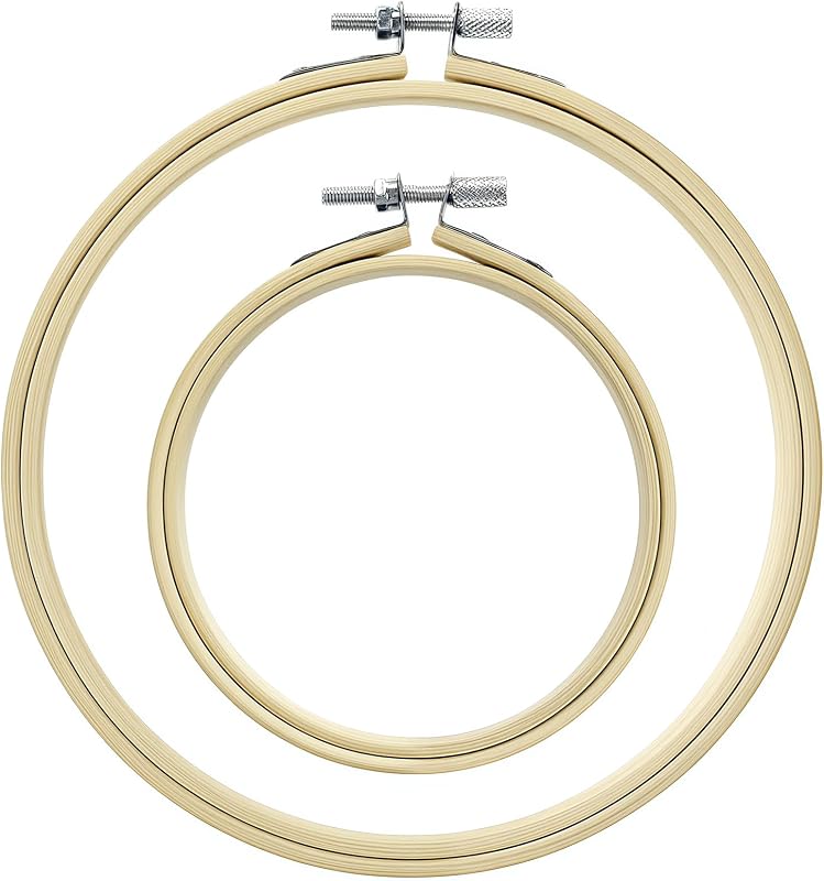 2 PCS Embroidery Hoops, 4" and 6" Bamboo Cross Stitch Hoops Set Adjustable Frame Hoop for Embroidery, Cross Stitch, Art Craft Sewing, and DIY Decoration