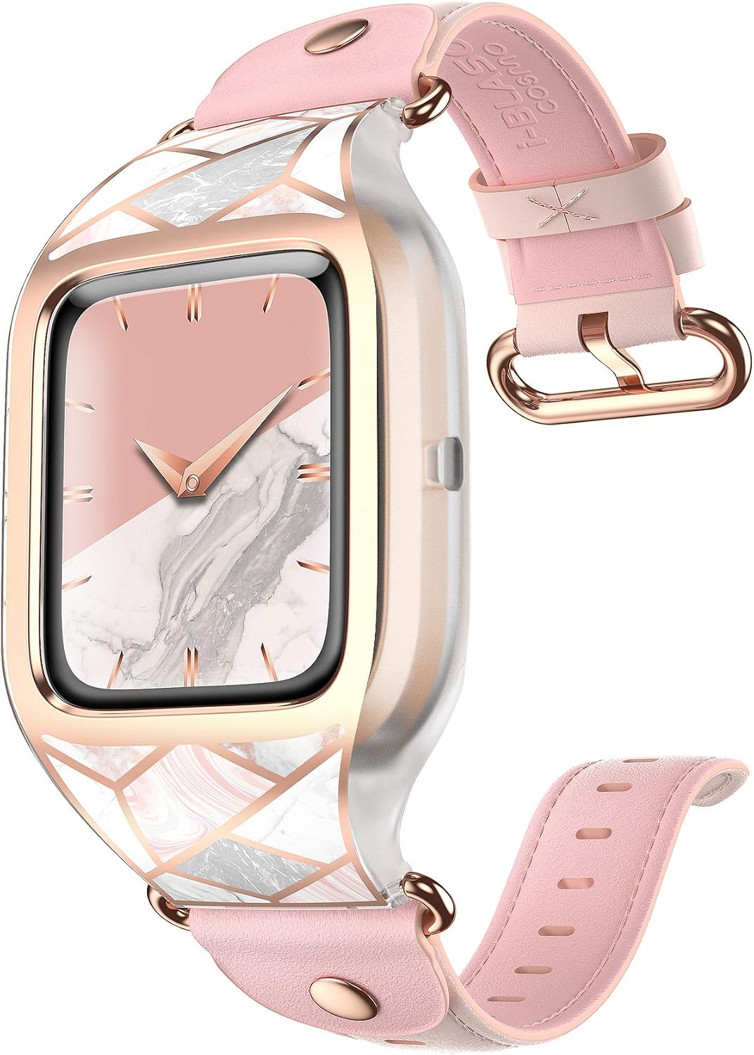 i-Blason Band Designed for Fitbit Versa 2, [Cosmo] Stylish Sporty Protective Case with Adjustable Leather Wristband