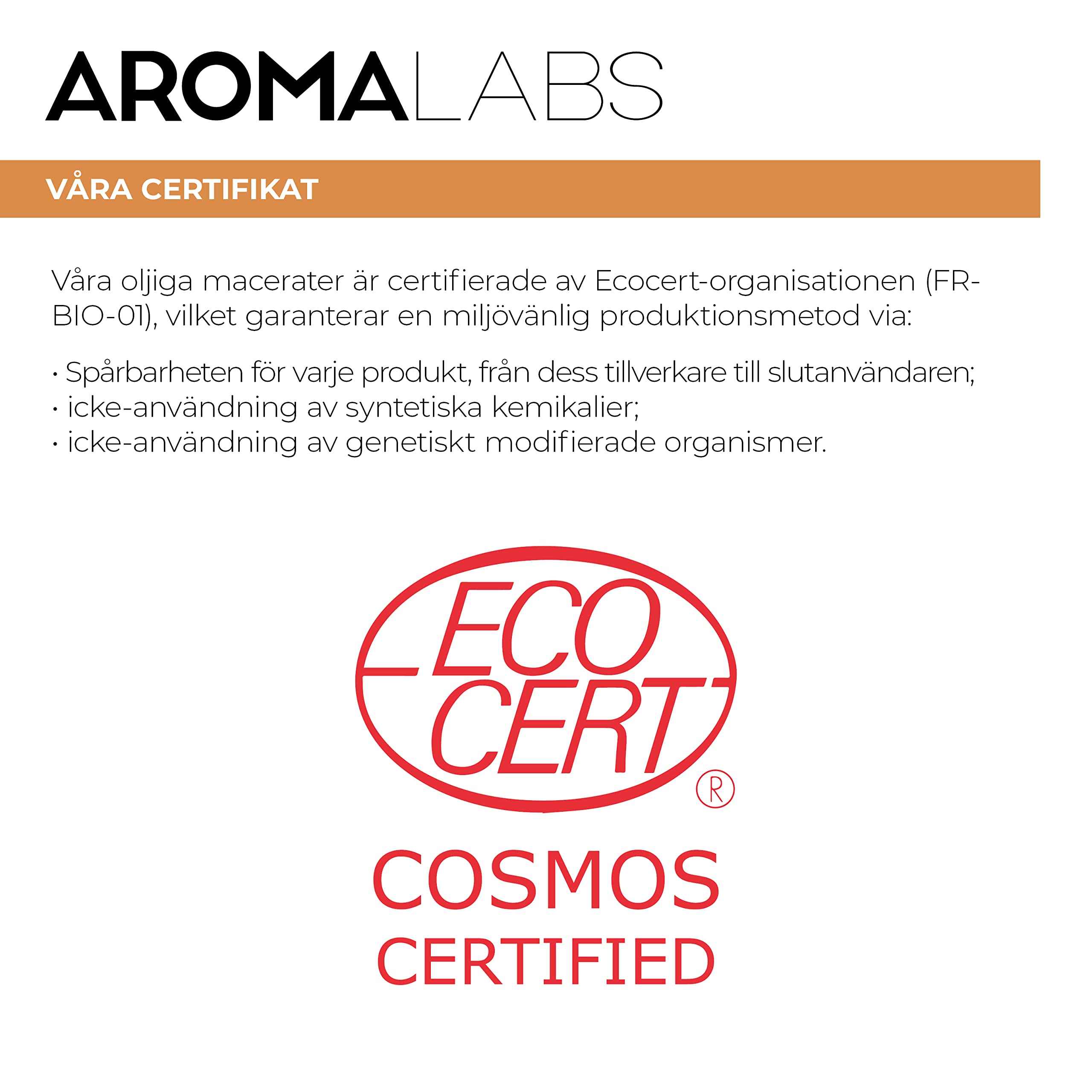ORGANICZNY - ARNICA Olej Roślinny - 50mL - 100% czysty, naturalny, tłoczony na zimno i certyfikowany Cosmos - AROMA Labs (Marka francuska)