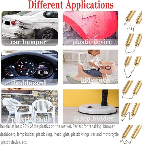 Miniatura 6 de Soldador de plástico de 150 W, kit de soldadura de plástico para reparación de parachoques de automóvil, 800 grapas calientes y 56 piezas, 7 tipos