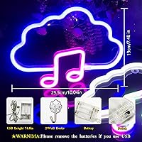 Vista 153 de Cloud Neon Signs, LED Light for Wall Decor, Battery or USB Powered for Bedroom Aesthetic Teen Girl Kid Room Christmas Wedding Party (White)