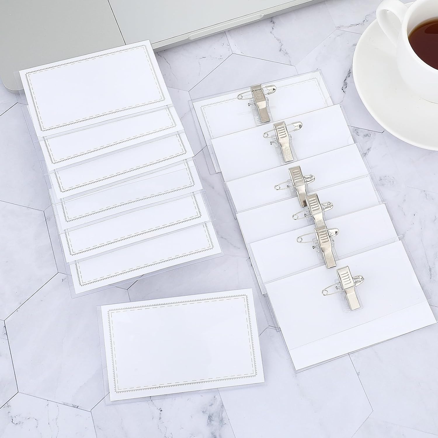 20 Pcs Pin Style Name Badge Holders Name Tags with Pins Horizontal ID Card Holder Clear Plastic ID Tag Holder with 20 Pcs Inserts Fit Card for Meeting Seminar Show Event Conference (3.58x2.16 inch) - Image 6