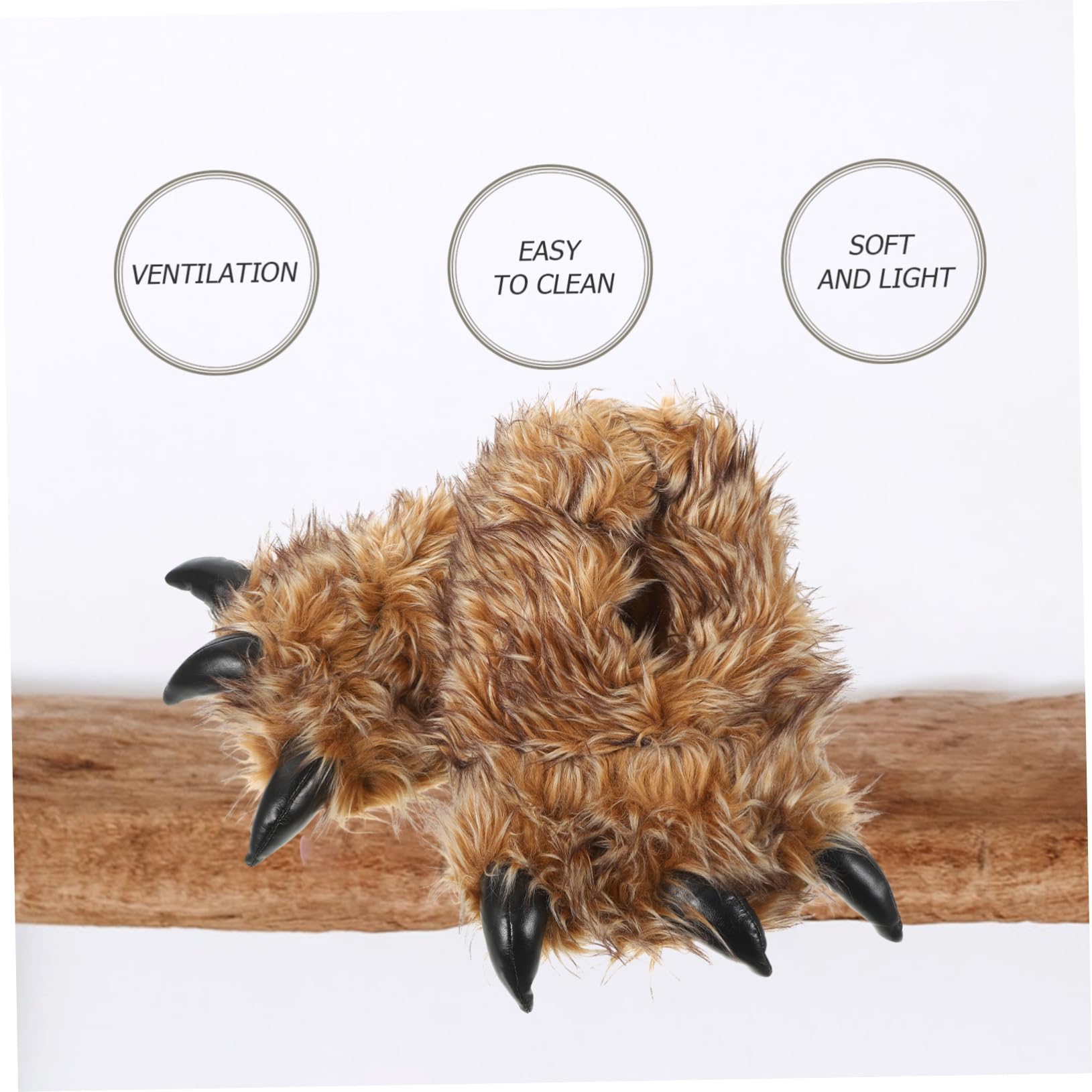 Pantuflas de Felpa de Oso para Interior, Talla 28cm, Marrón