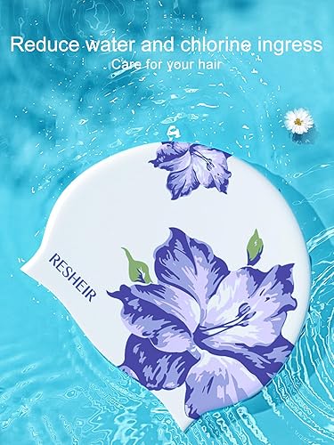 Miniatura 2 de Gorra de natación de silicona, gorra de natación YondestStars para mujereshombresjóvenes, gorras de baño para cabello largo y corto, accesorios de