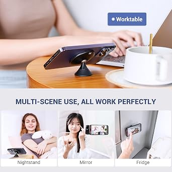 Magnetic Suction Phone Mount, Phone Sticky Grip Stand for MagSafe Compatible with iPhone 17 Air 16 15 14 13 Pro Max,Mag-Safe Case & All Phones,Hands-Free Phones Mirror Shower Holder for Selfies &Video