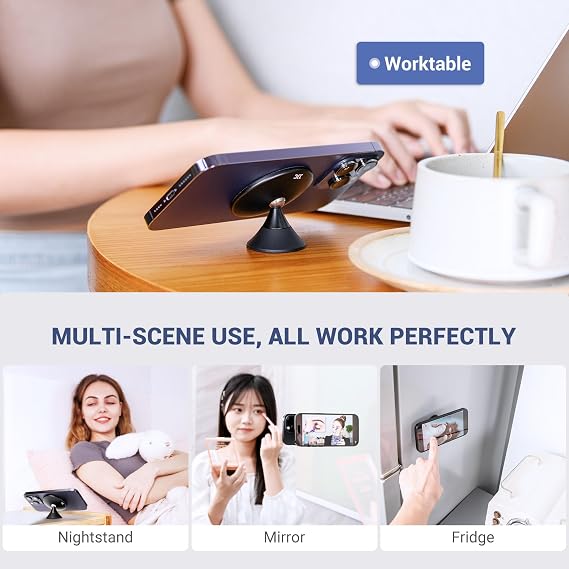 Magnetic Suction Phone Mount, Phone Sticky Grip Stand for MagSafe Compatible with iPhone 17 Air 16 15 14 13 Pro Max,Mag-Safe Case & All Phones,Hands-Free Phones Mirror Shower Holder for Selfies &Video