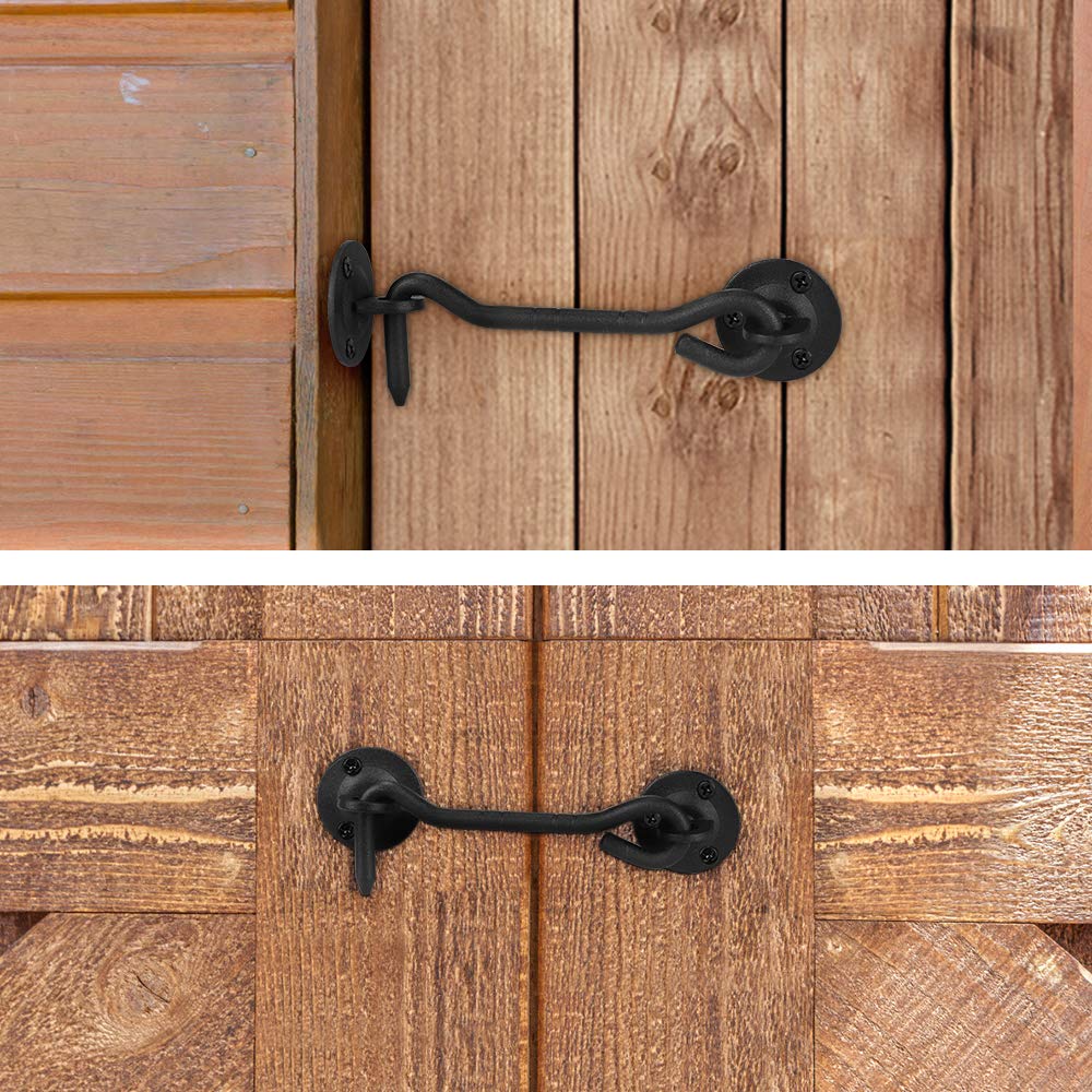J JHOUSELIFESTYLE Rustic Barn Door Handles Black 10 Inch Flush Barn