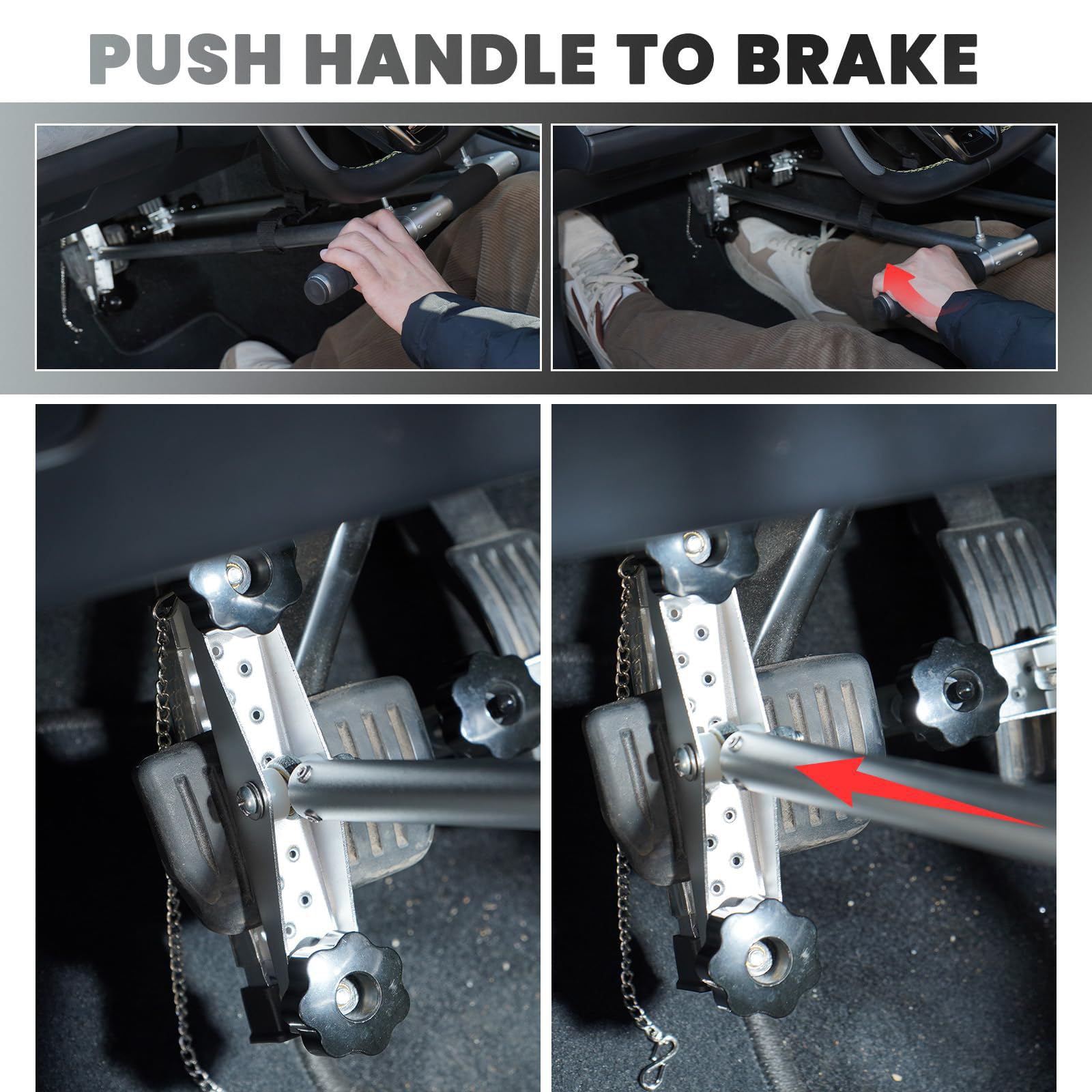 Aide à la conduite en aluminium avec surfaces inoxydables Dispositif de commande manuelle de voiture pour conducteurs handicapés Commandes manuelles réglables pour conducteurs handicapés