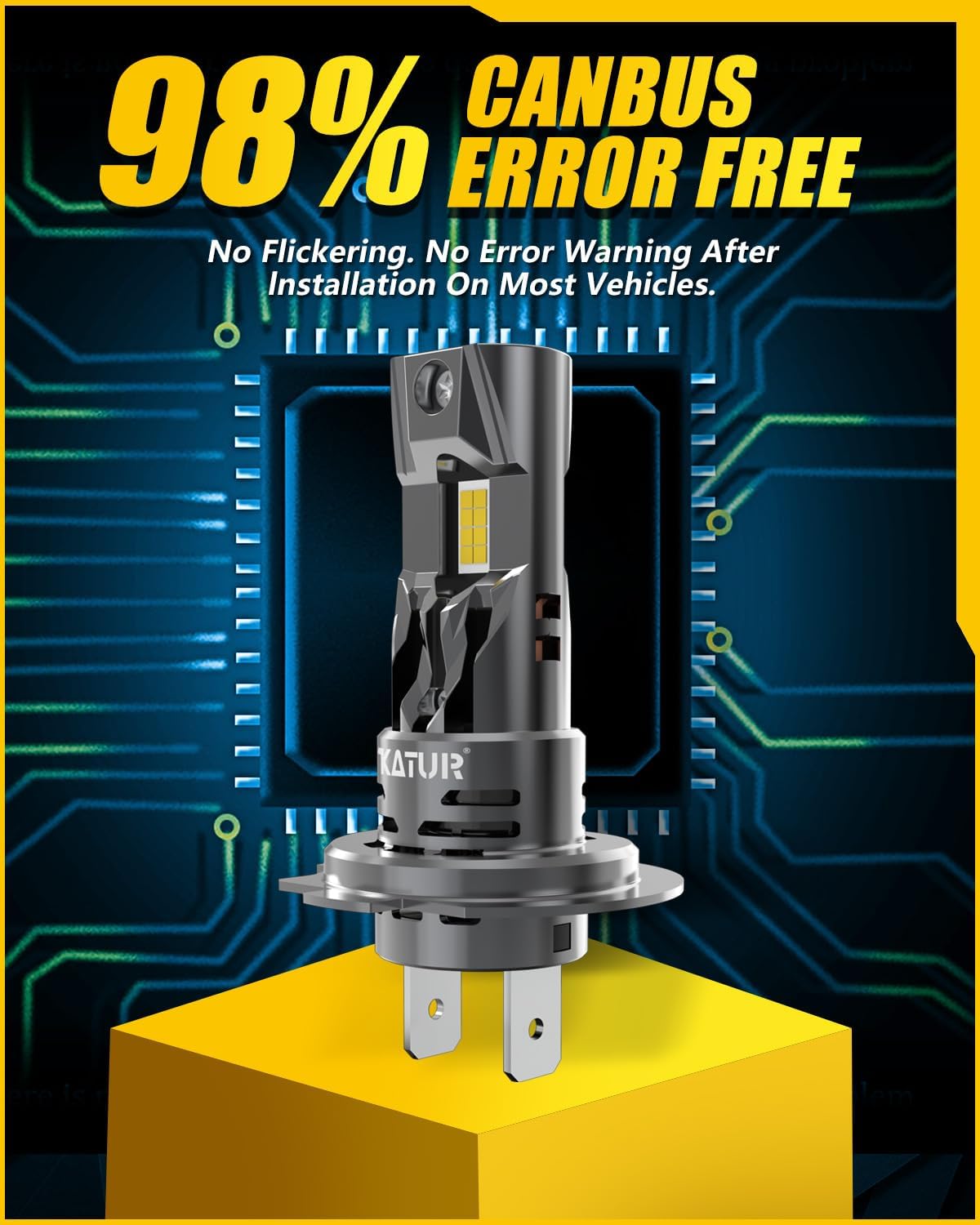 KATUR H-7 Fog Light Bulbs, 32000LM Super Bright 6000K White Mini Size No Adapter Required Plug and Play H-7 Bulb, Pack of 2