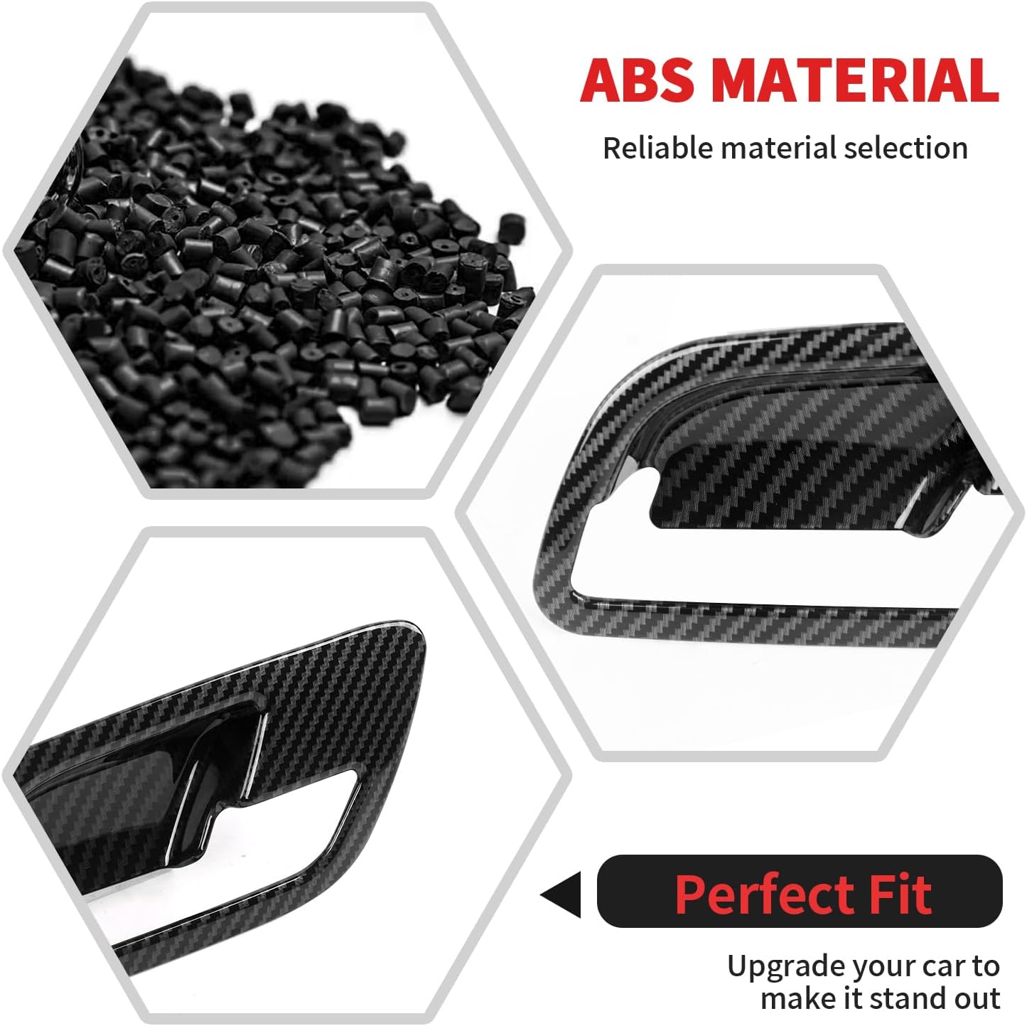 RT-TCZ Inner Door Handle Bowl Cover Trim Decoration Interior Accessories for Chevy Avalanche/Suburban/Tahoe 2007-2013,for GMC Yukon/Sierra 2007-2013 (Black Carbon Fiber)