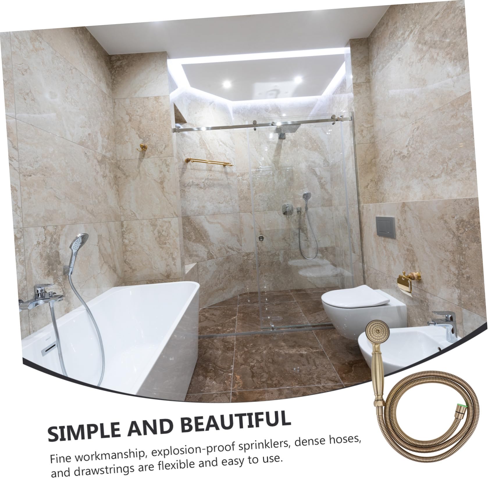 Cabezal de ducha de mano de latón vintage de alta presión con manguera, boquilla de ducha de bronce galvanizado para hogar y hotel, accesorio de baño compacto, duradero y práctico