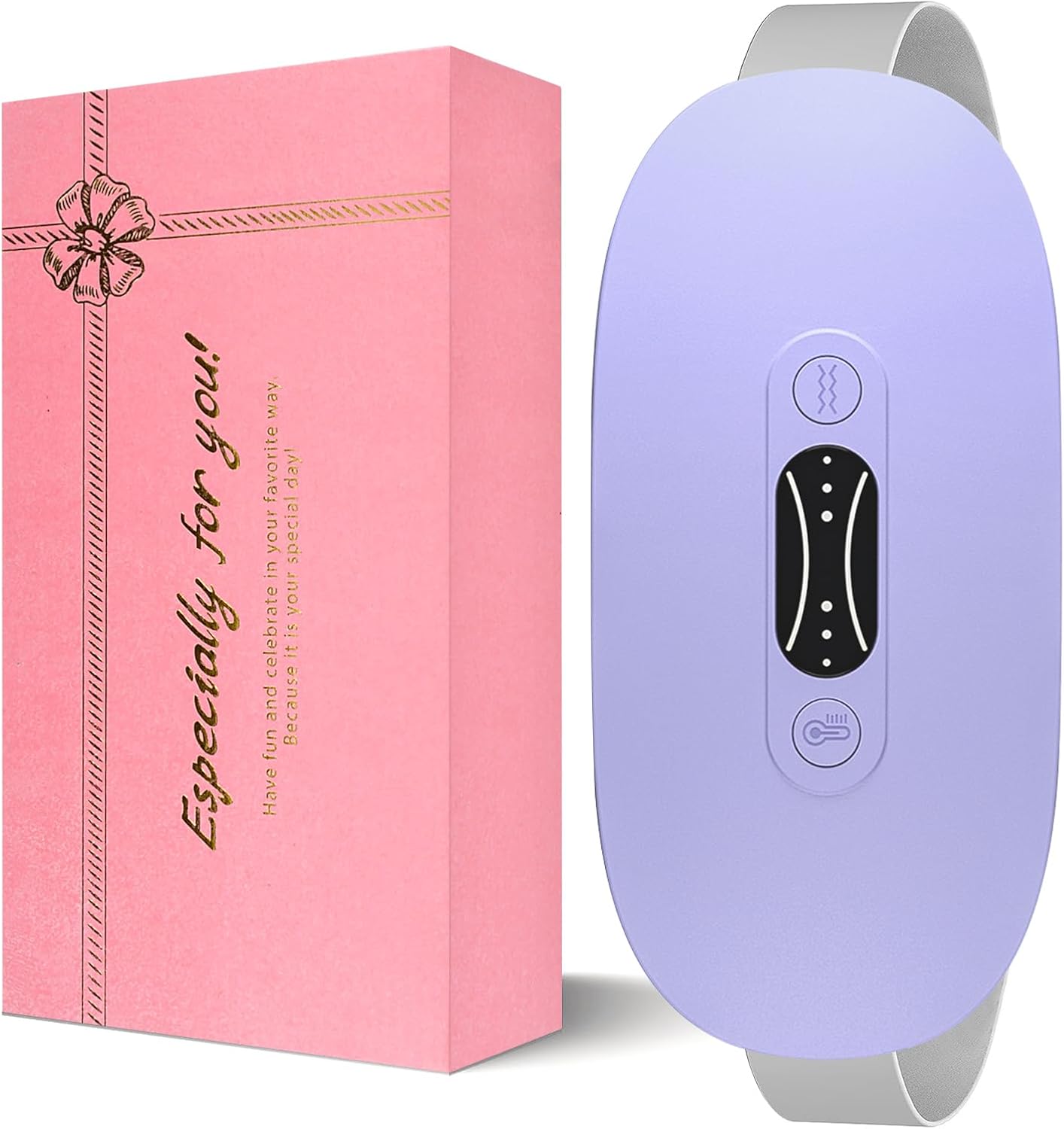 LISACOOL Portable Ccordless Heating Pad for Period Cramps Electric Waist Belt Device Portable Heatings Pad with 3 Heat Levels and 3 Massage Modes Birthday Gifts for Women and Girls (Purple)