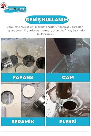 Depolife 60Mm Mermer Granit Fayans Cam Yuvarlak Delme Panç Elmas Uç Yuvarlak Açma Matkap Için Karot