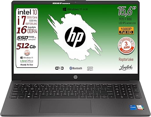 HP 250 G9, Pc portatile notebook, Display Full HD da 15,6", cpu...