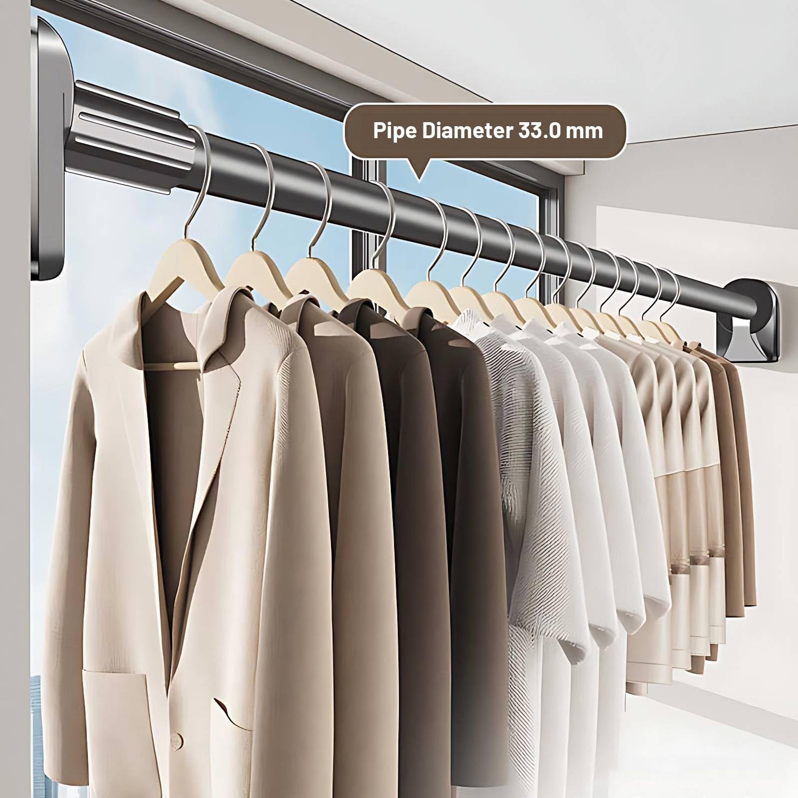 Barra de cortina de ducha ajustable de 70 a 120 cm, barra de tensión extensible para instalación sin taladro, barra telescópica resistente de 110 a 200 cm, color plateado, perfecta para baño y armario