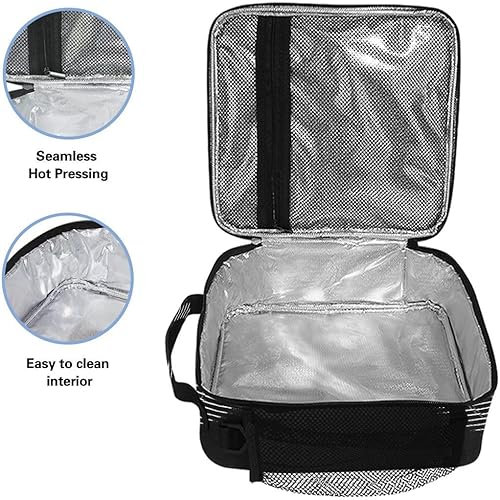 Miniatura 3 de Pfrewn Lonchera de béisbol y sóftbol blanco y negro para niños, bolsa de almuerzo aislada, reutilizable, bolsas de preparación de comidas, bolsa de