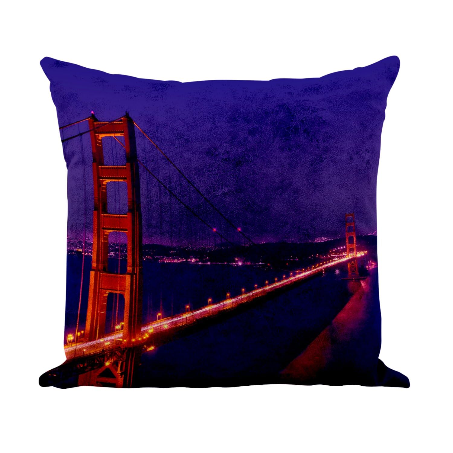 Coussin paysage urbain San Francisco blanc 40x40 cm idéal pour sublimer un canapé de salon moderne